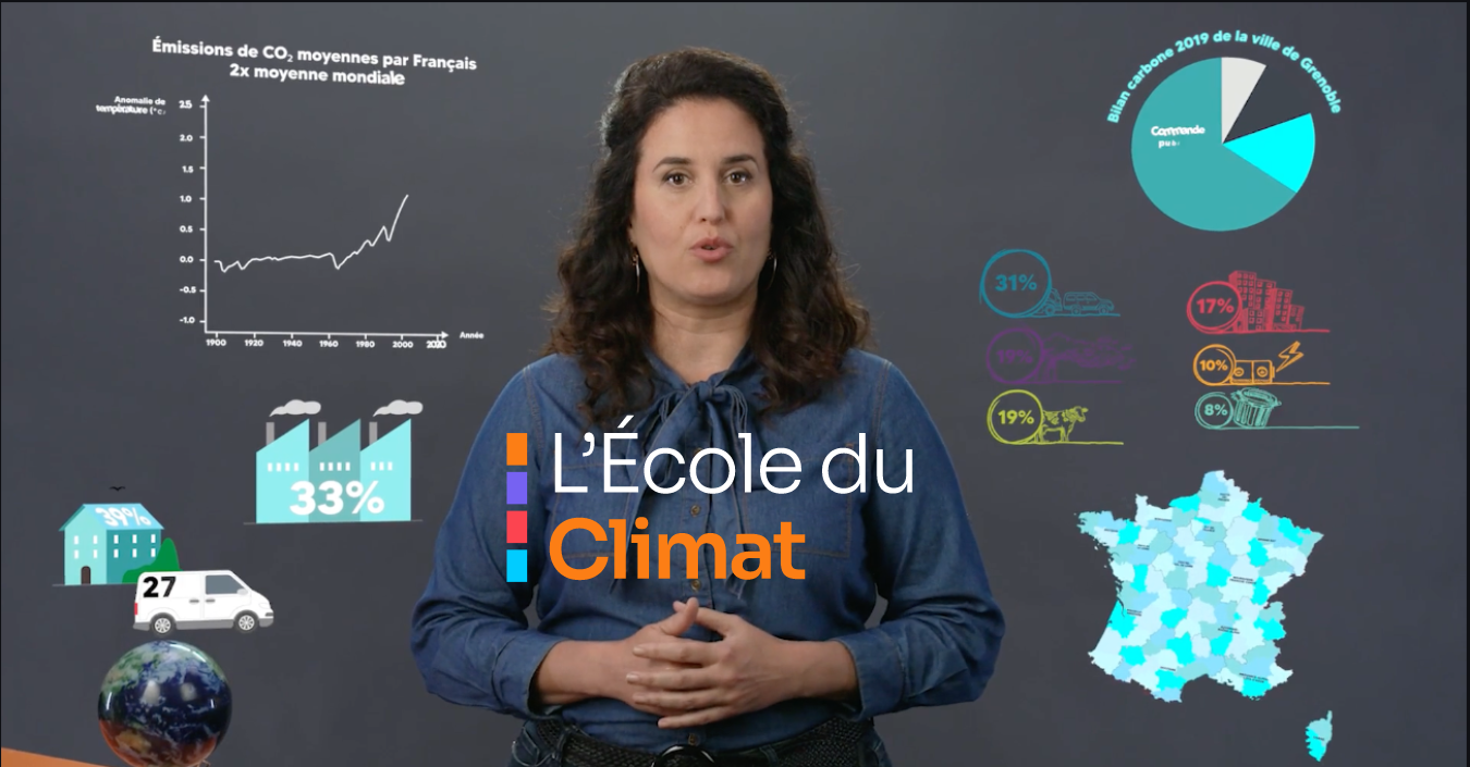 Présentatrice de l'Ecole du Climat qui expose les risques climatiques en France